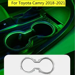 Caixa de armazenamento quadro decoração acessórios 64 cores led suporte de copo de água da lâmpada luz ambiente para toyota camry 2018-2021