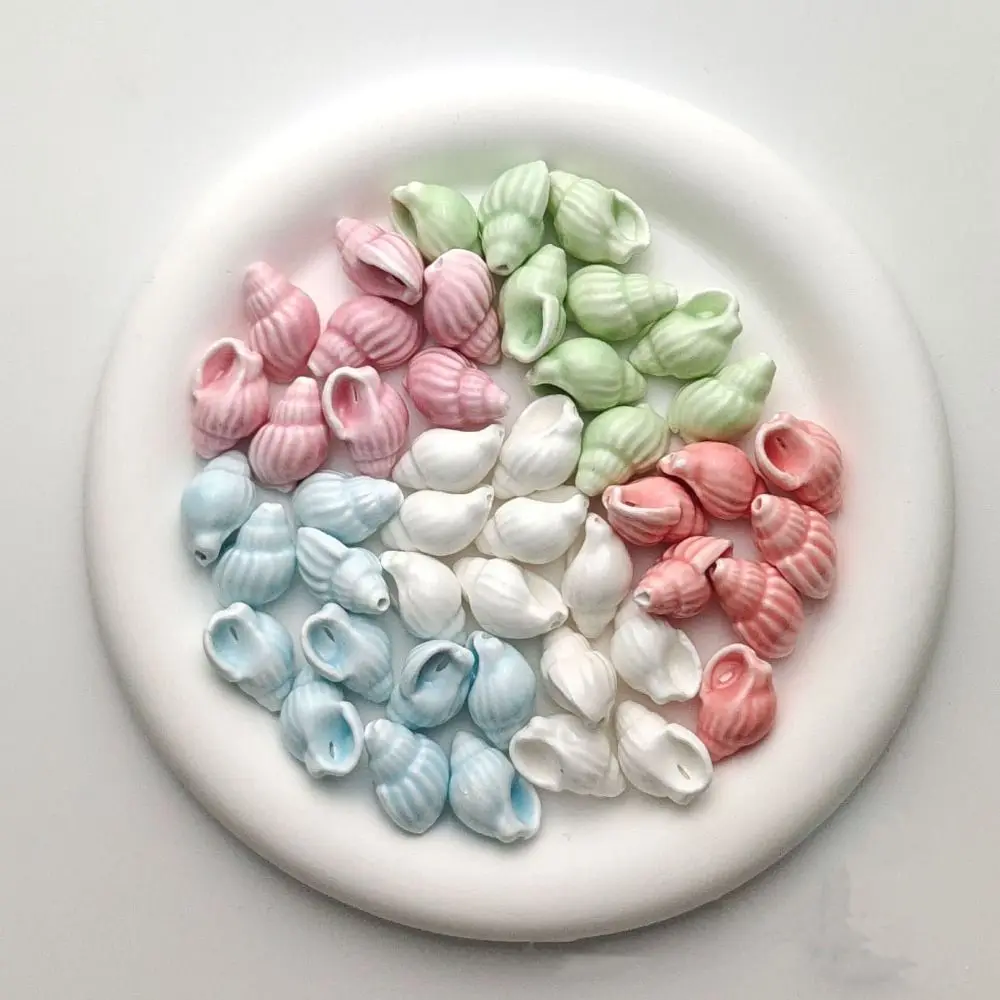 10 قطعة/المجموعة اليدوية الحرفية قوقعة الخرز الملونة الكرتون محارة فاصل فضفاض الخرز لطيف ثلاثية الأبعاد مواد صنع المجوهرات