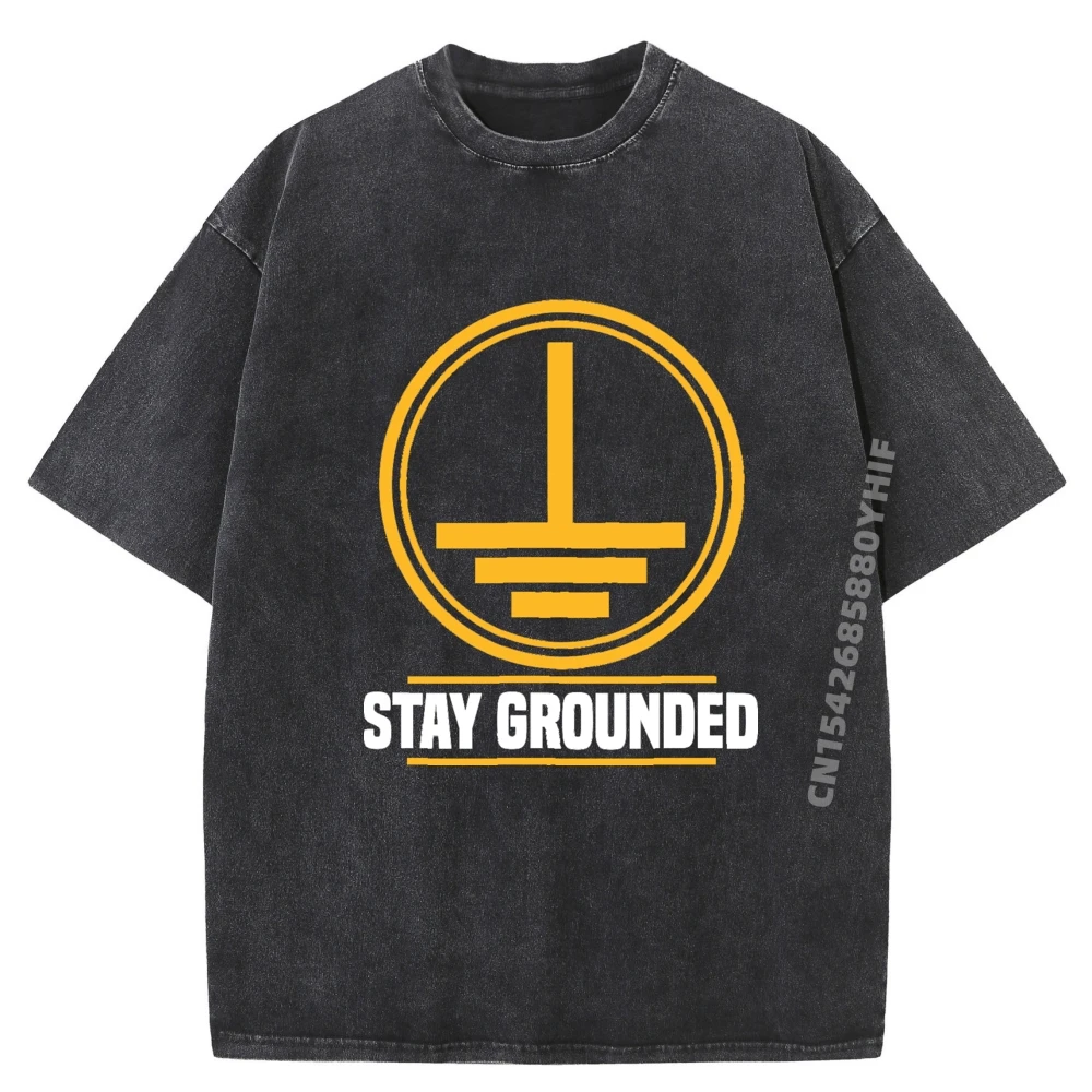 

Electrical Engineer Stay Ground Electrical Engineering Luxury T Shirt Washed Graphic T Shirt Man Funky T-shirt