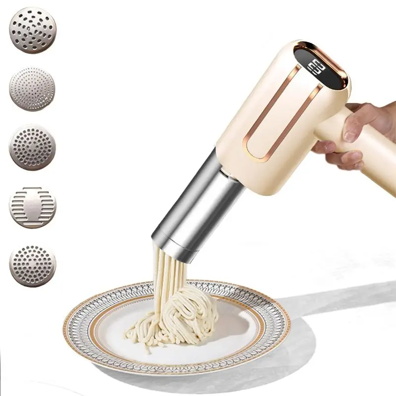 [B25B!】 Handheld Electric Noodle Maker Automatic Noodle Maker With Battery Level Display