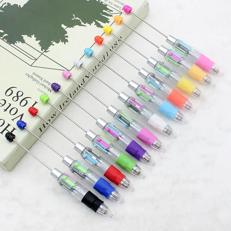 

15pcs New 4 Colour Refills Beaded Pens DIY Beadable Ballpoint Pens Student Stationery Pens for Writing School Office Supplies