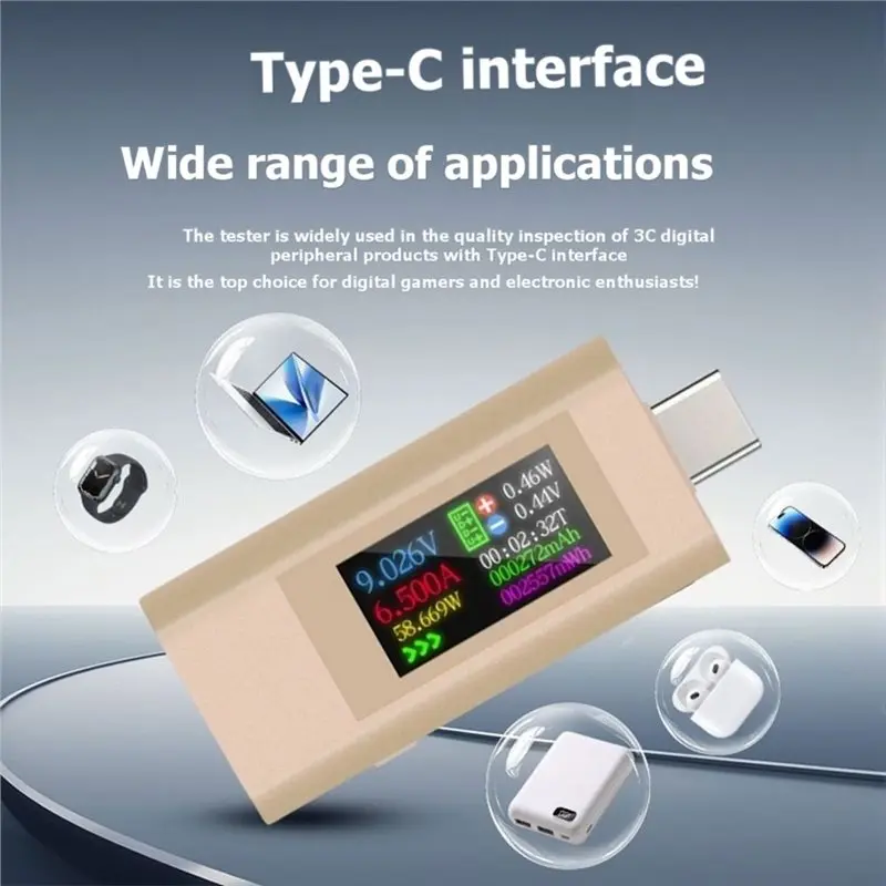 LUCKshopping Type-C Screen Digital DC Voltage Ammeter Power Detection Meter 4-30V With Power Off Memory For Cell Phones