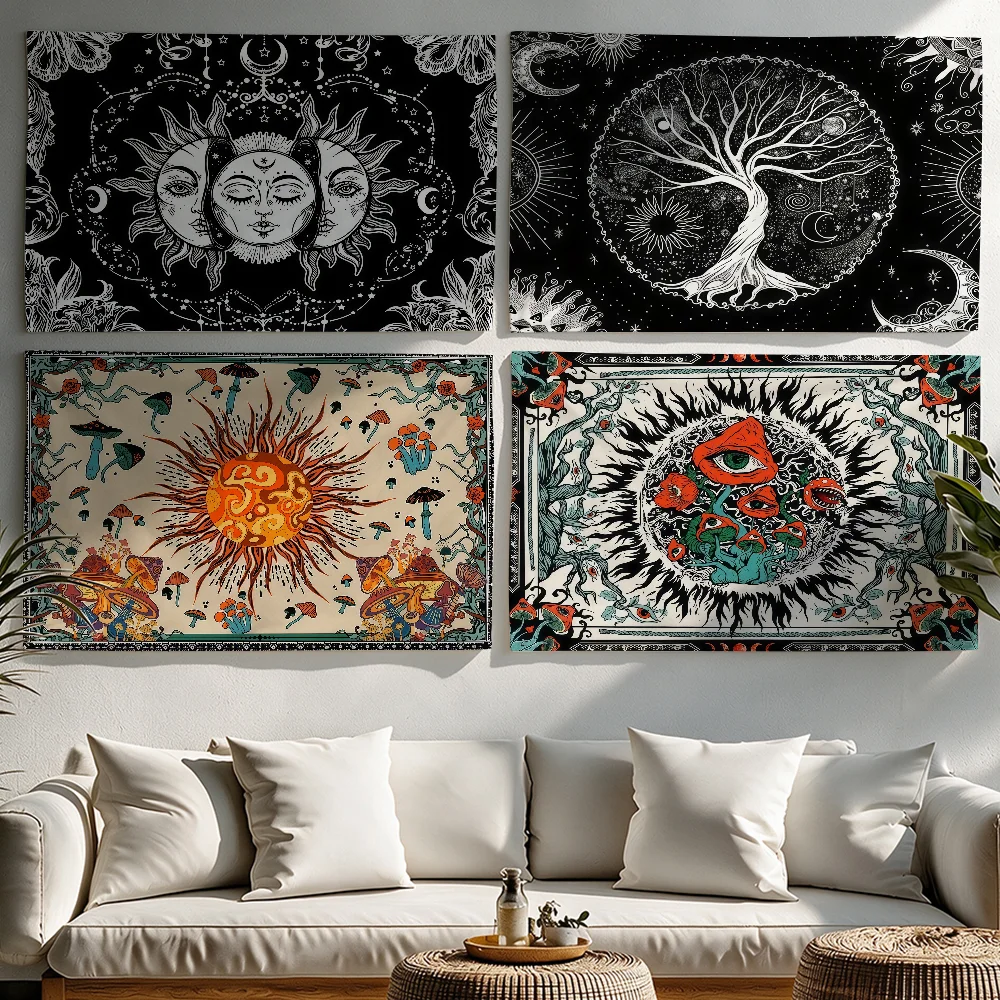 Sun Moon Horoscope Divination Print flag Tapestries Outdoor Parties Bedrooms Living Rooms Dorm Rooms Wall Decor Banners Gifts