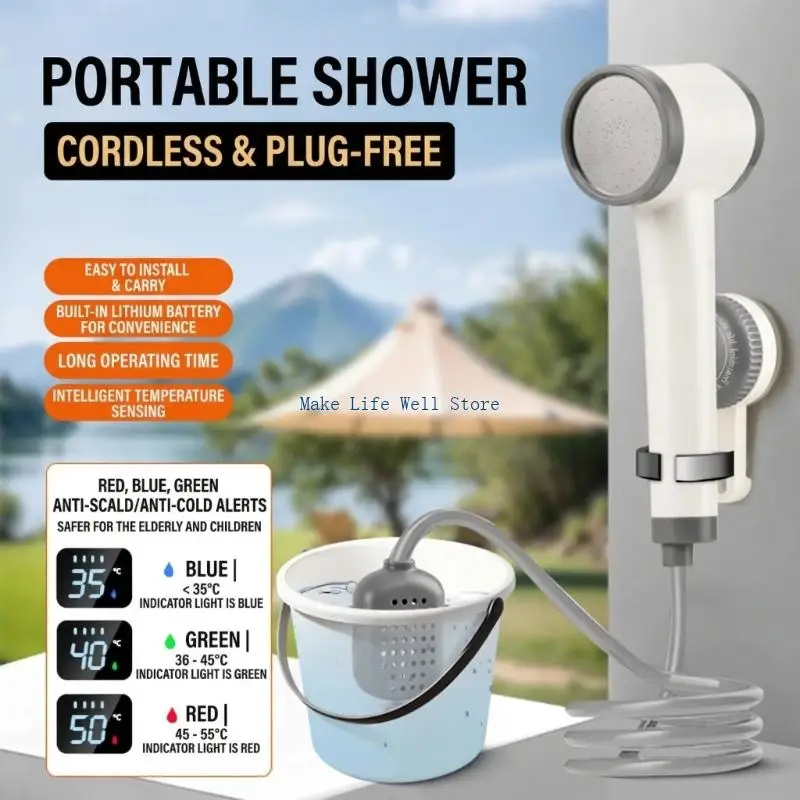  Auto Priming Mobile Shower System with Pressure Metal Motor & 2.1M Silicone Hose Suitable for Indoor Outdoor Use