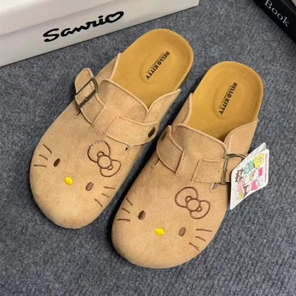 

Kawaii Anime Slippers Sanrios Hello Kitty Cute Female Thick Sole Flat Shoes Sweet Cartoon Outdoor Anti Slip Slippers Girl Gift