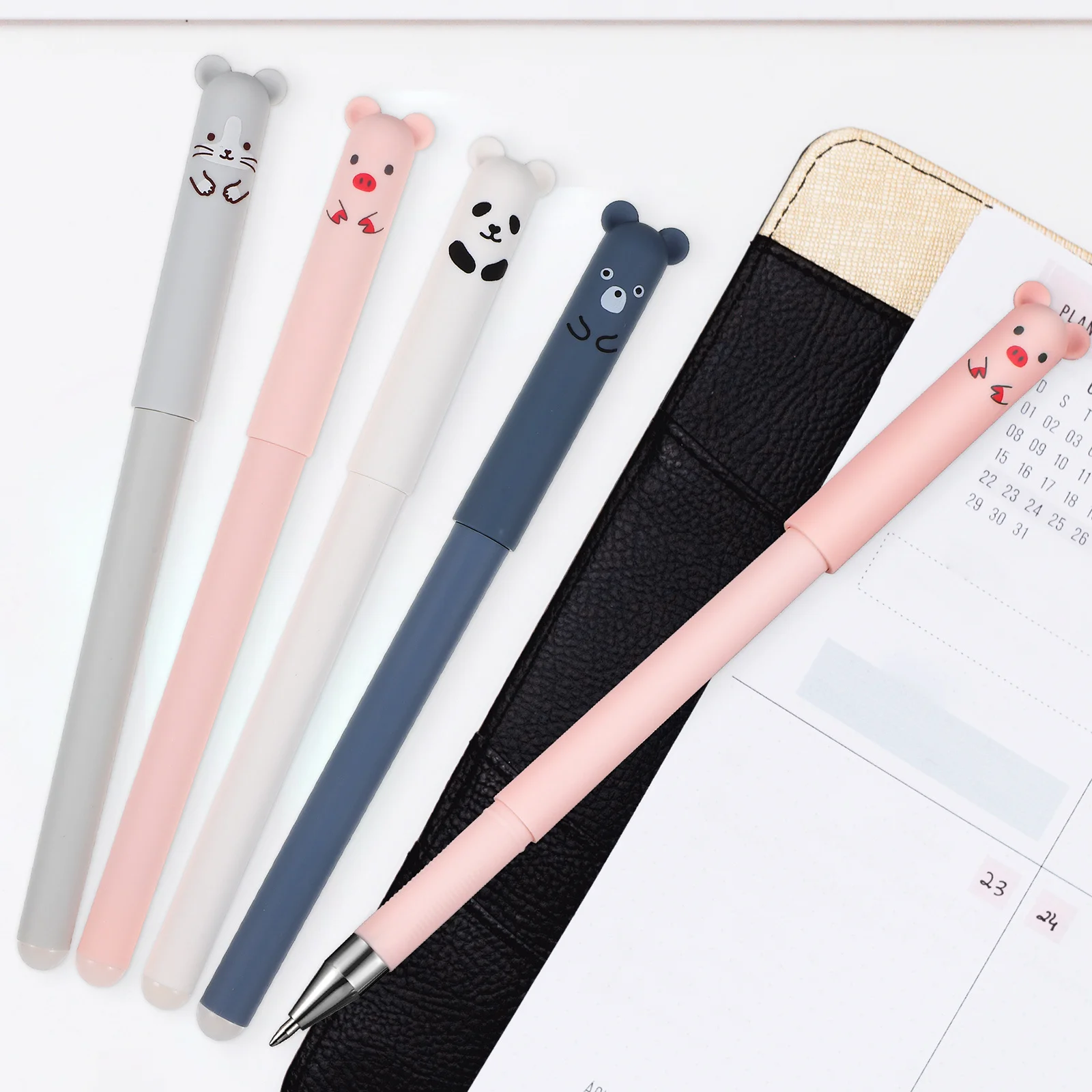 

8Pcs Erasable Ballpoint Pen Core Cute Cartoon Caps Smooth Writing Homework for Student Stationery Erasable Pens