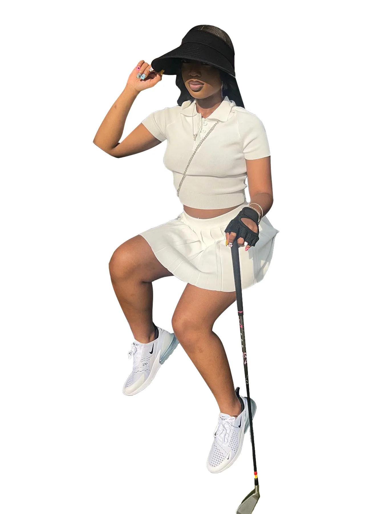 Women Tennis Dress Yoga Fitness Breathable Golf Ladies Sportswear Dress Collar Golf Shirt Pleated Skirt Tennis Wear Dress