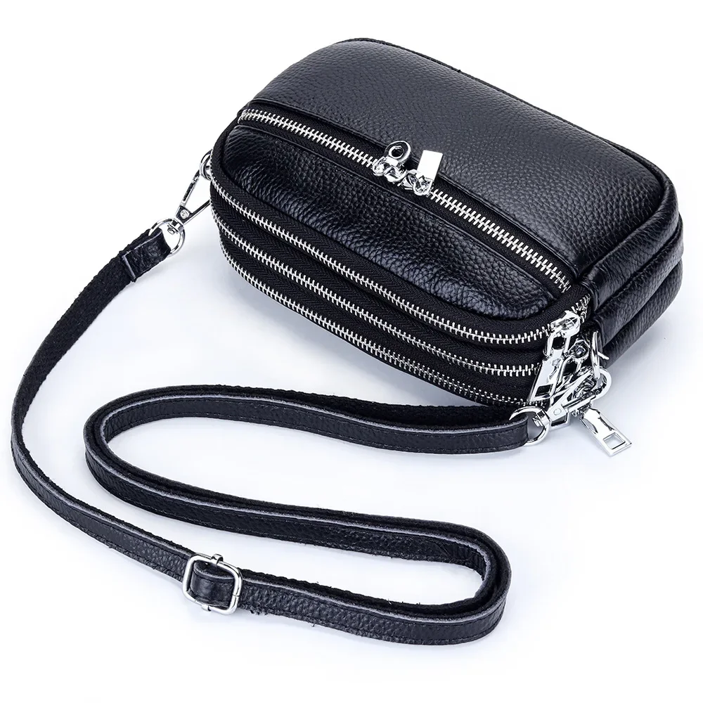 Genuine Leather Cowhide Women\'s Crossbody Bag Large Capacity With Zipper Shoulder Small Bag Fashion Leather Ladies Hand Bags