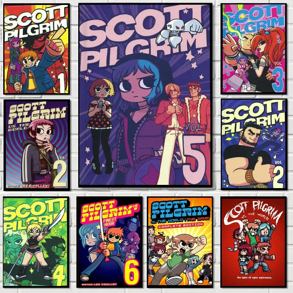 Scott Pilgrim Takes Off Anime Poster Self-adhesive Advanced Aesthetic Printing Paper Wall Art for Living Room Home Decor