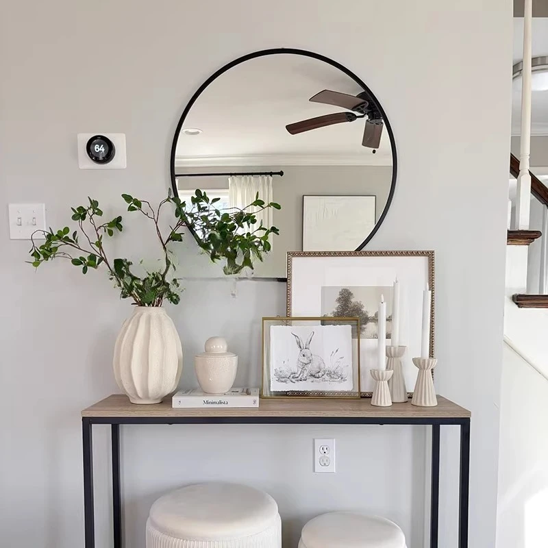 Bathroom Decoration Mirror Aesthetic Korean Style Nordic Luxury Circle Mirror Modern Wall Spiegel Wand Living Room Decorations