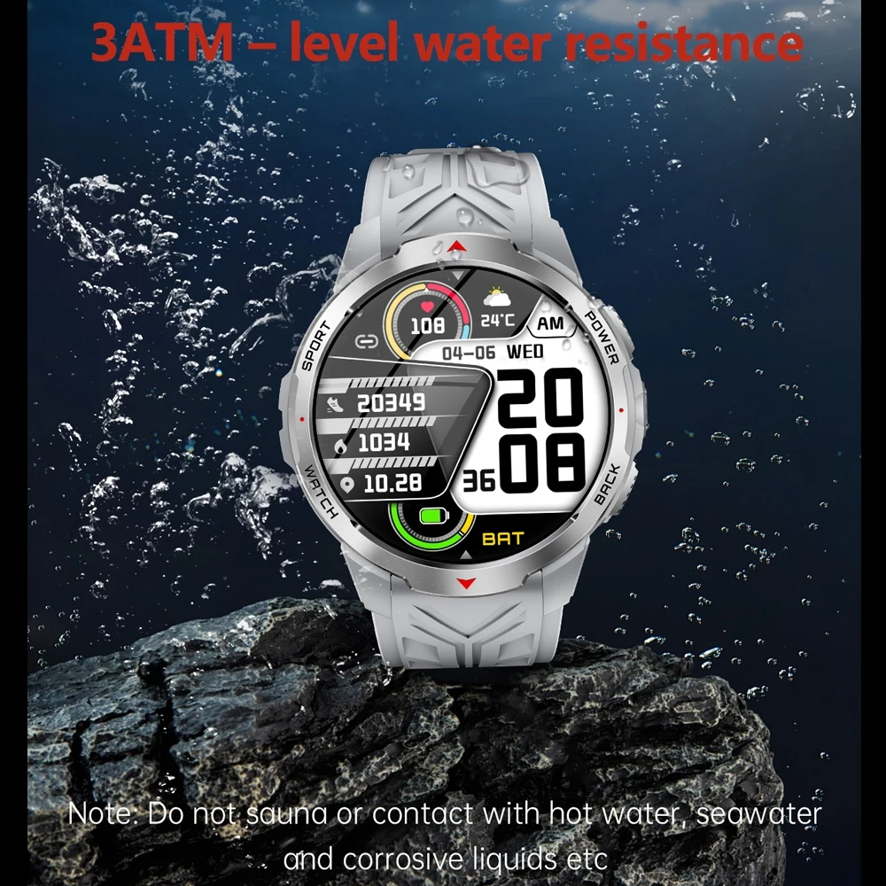 2025 NewMilitary Grado 1000mAh Batteria Astuto Della Vigilanza 3ATM Impermeabile GPS Bussola Altimetro Chiamata AMOLED Uomini Nuoto Sport Smartwatch