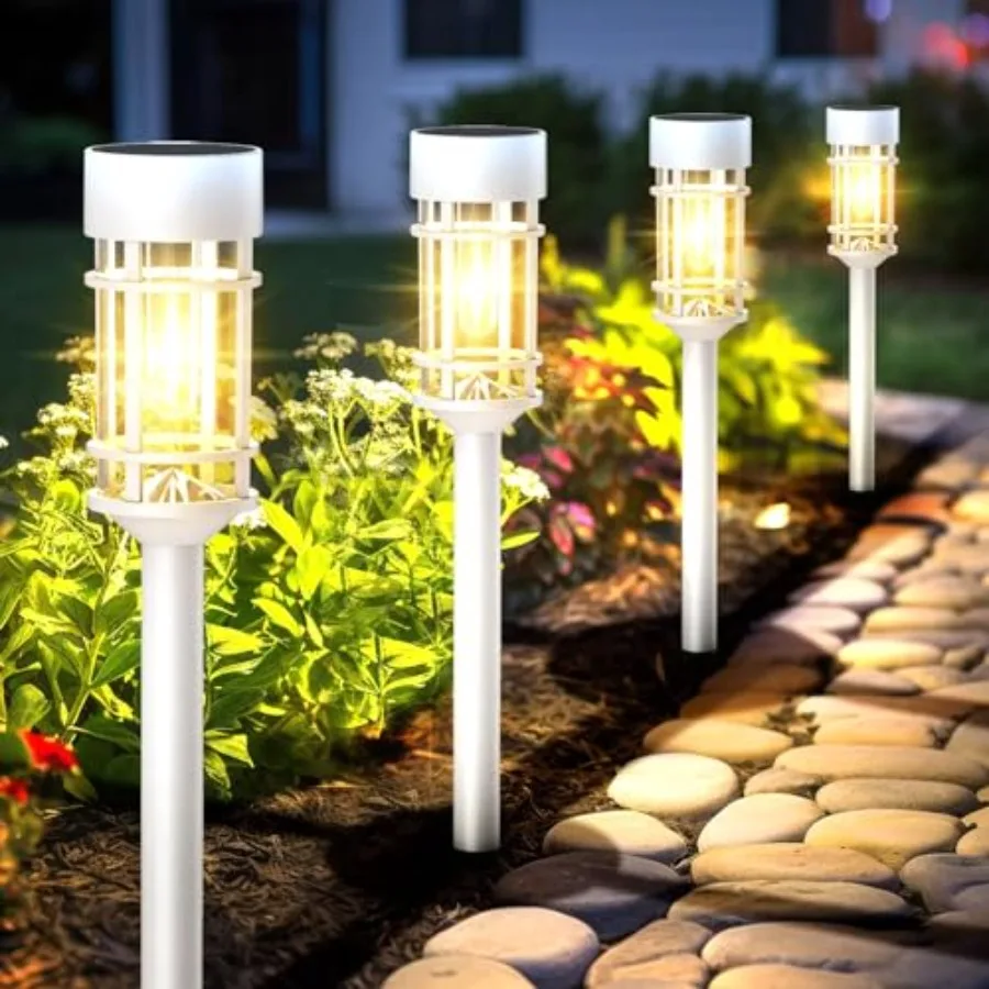 Solar Pathway Lights Outdoor Waterproof, 8 Pack LED Solar Garden Lights for Outside Decorations, Dusk to Dawn Solar Walkway Lig