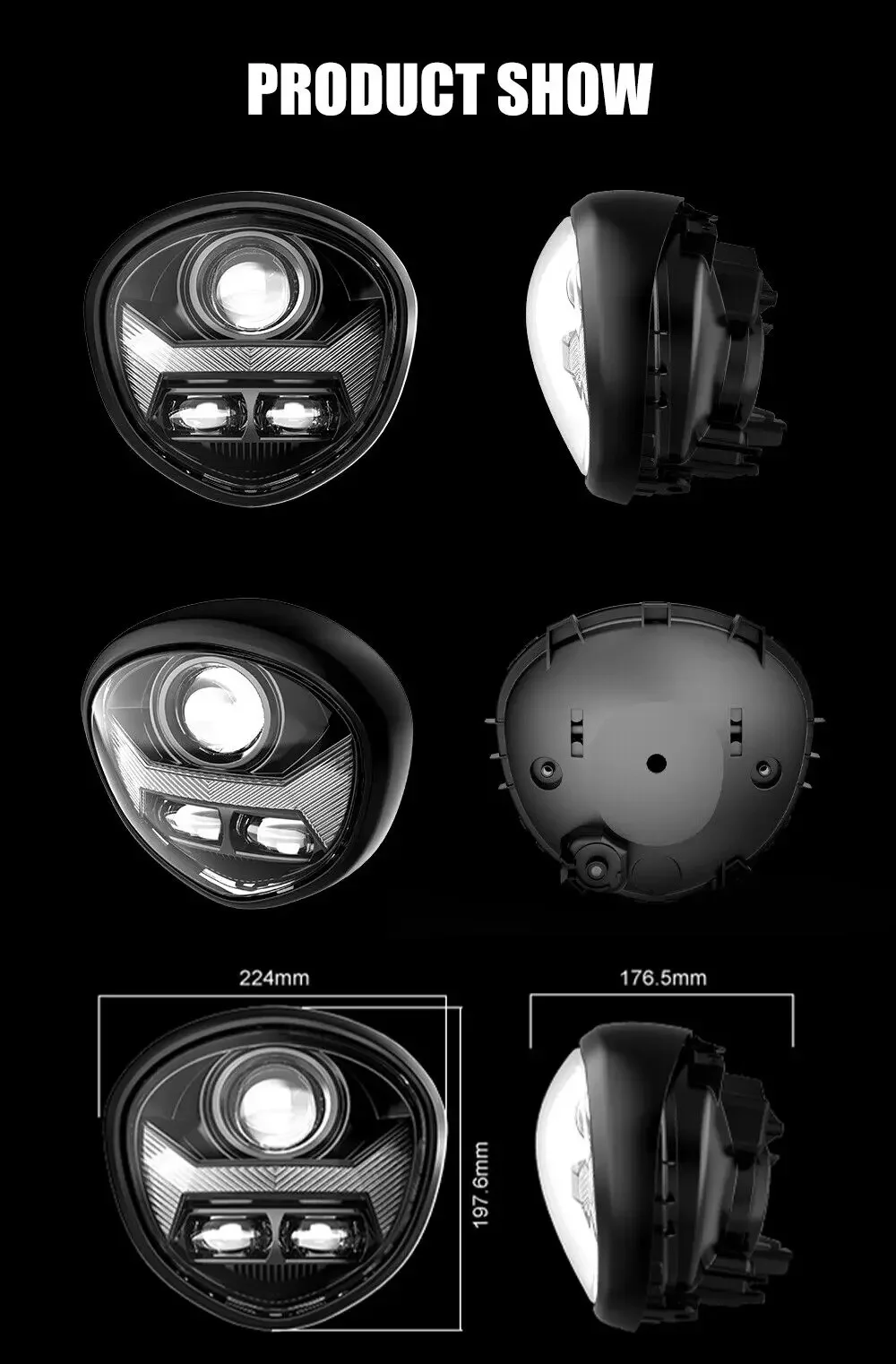 E24 Motorcycle LED Headlight Assembly For Yamaha V STAR 1300 XVS 1300A 1300CT XVS1300A XVS1300CT E-mark Headlamp DRL Hi-Low Beam