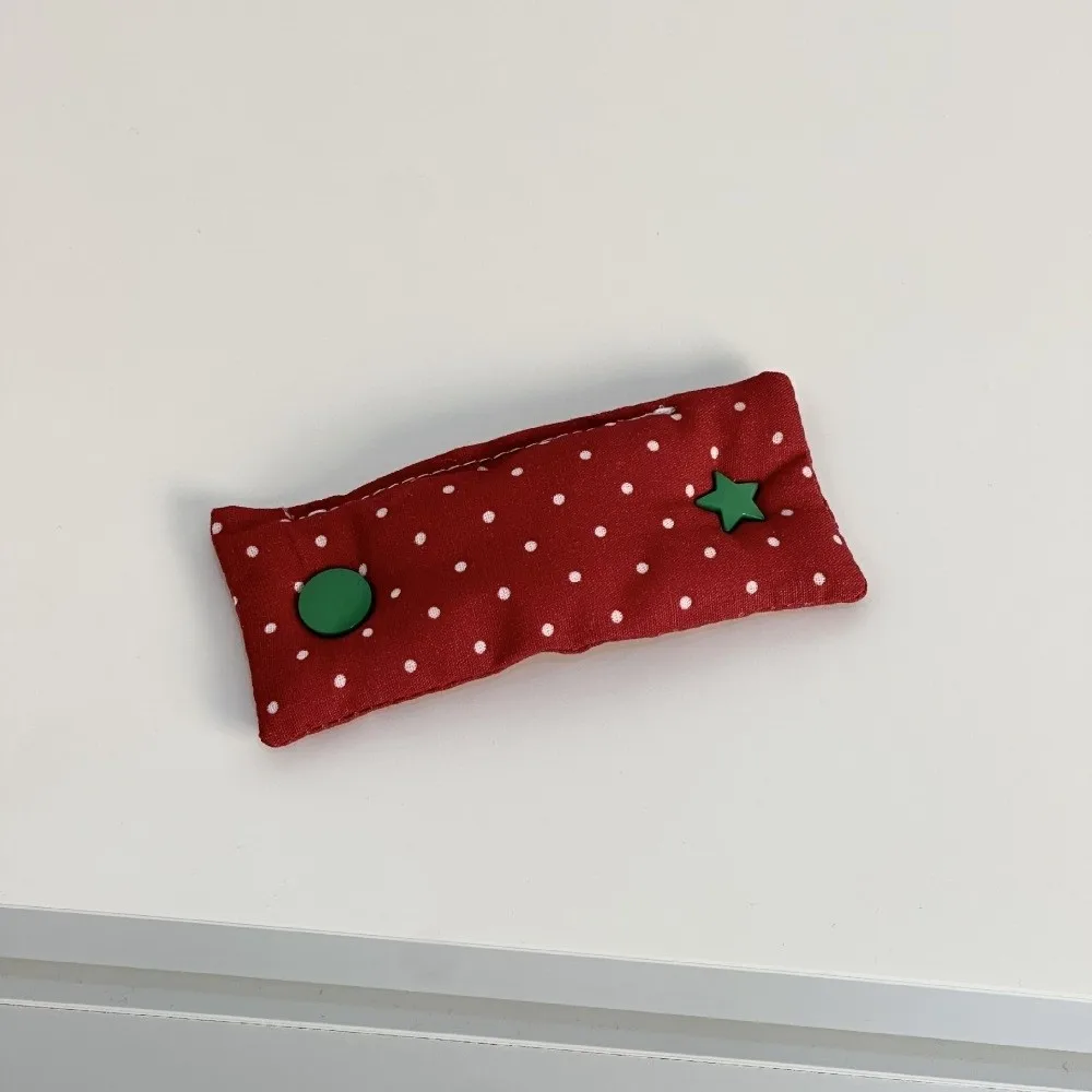 Fabric Desktop Cable Organizer Tomato Shape Double-Sided Date Cable Winder Polka Dot Pattern Portable Cord Storage Clip