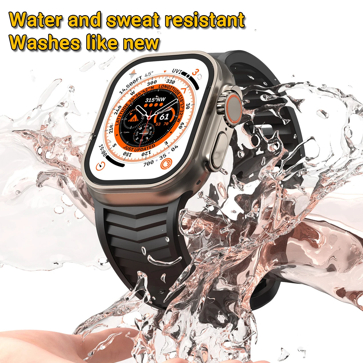 สายซิลิโคนสําหรับ Apple Watch Band Ultra 2/1 49 มม.Series 9 8 7 45 มม.กีฬาสร้อยข้อมือ iWatch 6 5 4 3 SE 44 มม.42 มม.เข็มขัด Correa