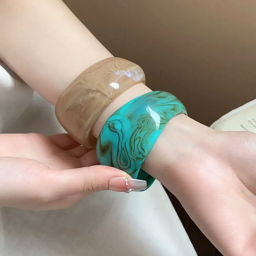 مبالغ فيها الرجعية الاكريليك الإسورة الملونة الأقلية تصميم غير النظامية واسعة سوار مكتنزة مجوهرات اكسسوارات هندسية اليد الدائري #3