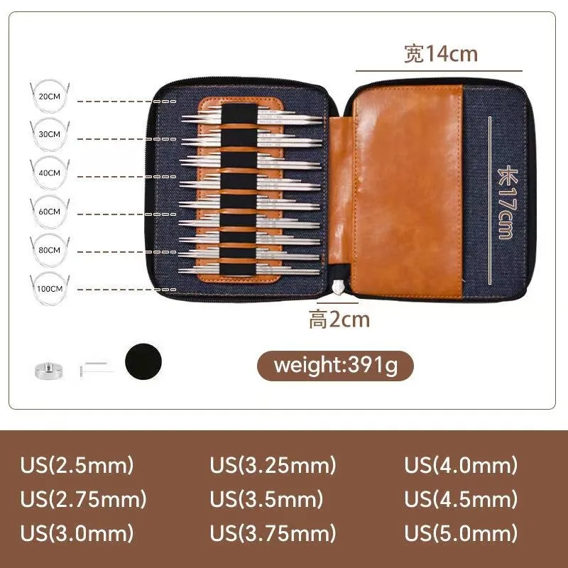 Stainless Steel Interchangeable Square Circular Knitting Needle Set Hand Knitting Tool Kit With Storage Case For Crochet Craft