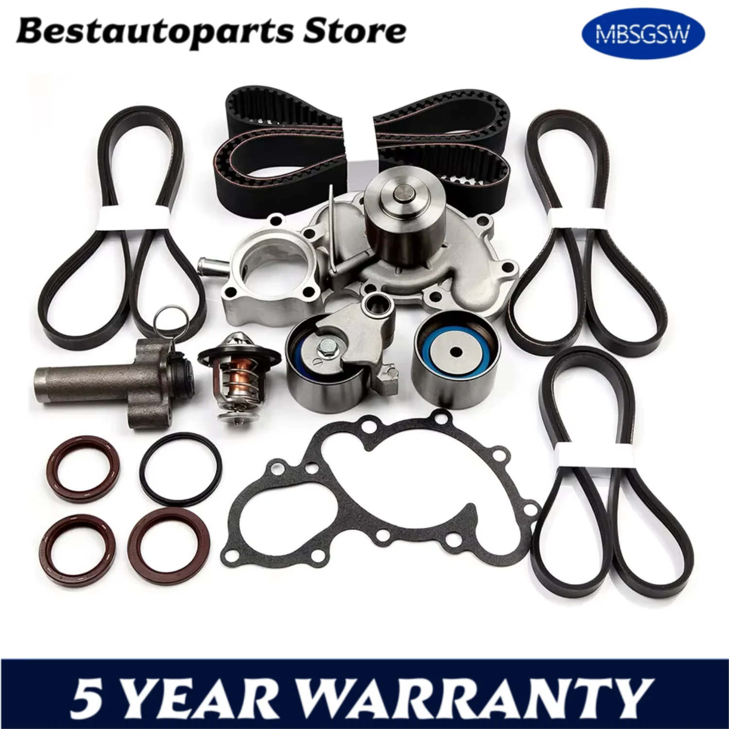 Conjunto de correia dentada de peças de motor, kit de bomba de água adequado para toyota 4runner tacoma tundra t100 3.4l v6 gás 5vzfe 3.4 l 1995-2004
