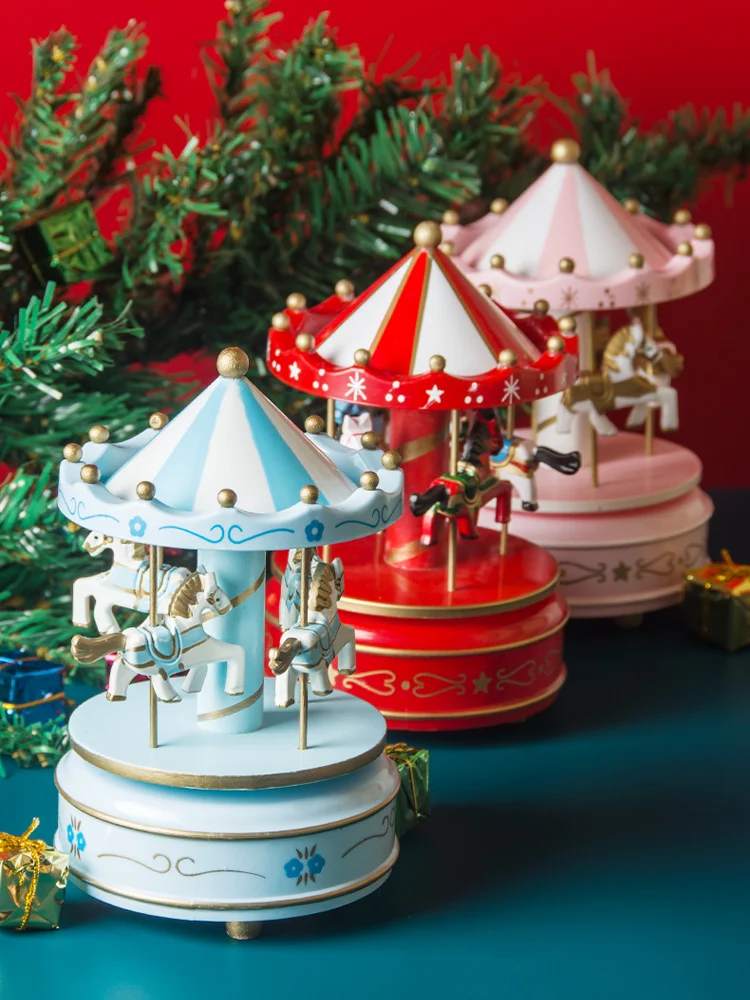 Christmas Decoration Ornaments Carousel Octave Box Music Box Birthday Gifts For Kids New Year Decorations Home Decor