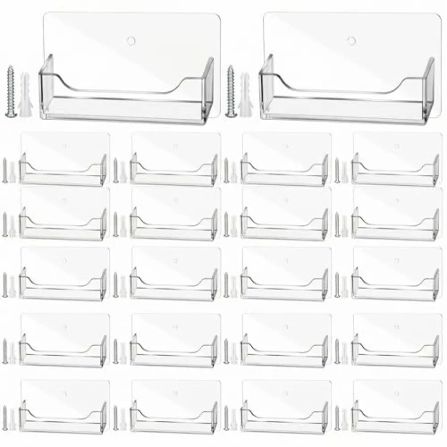 

2 Pcs Business Card Holder Wall Mount Clear Acrylic Desk Visiting Card Holder Display Plastic Stand Door Desktop Organizer for