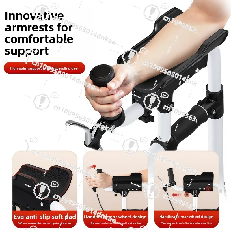 The Elderly Multi-functional Walker Four-legged Elderly Walker Hemiplegia Assisted Walking Can Sit with Wheels Can Be Pushed