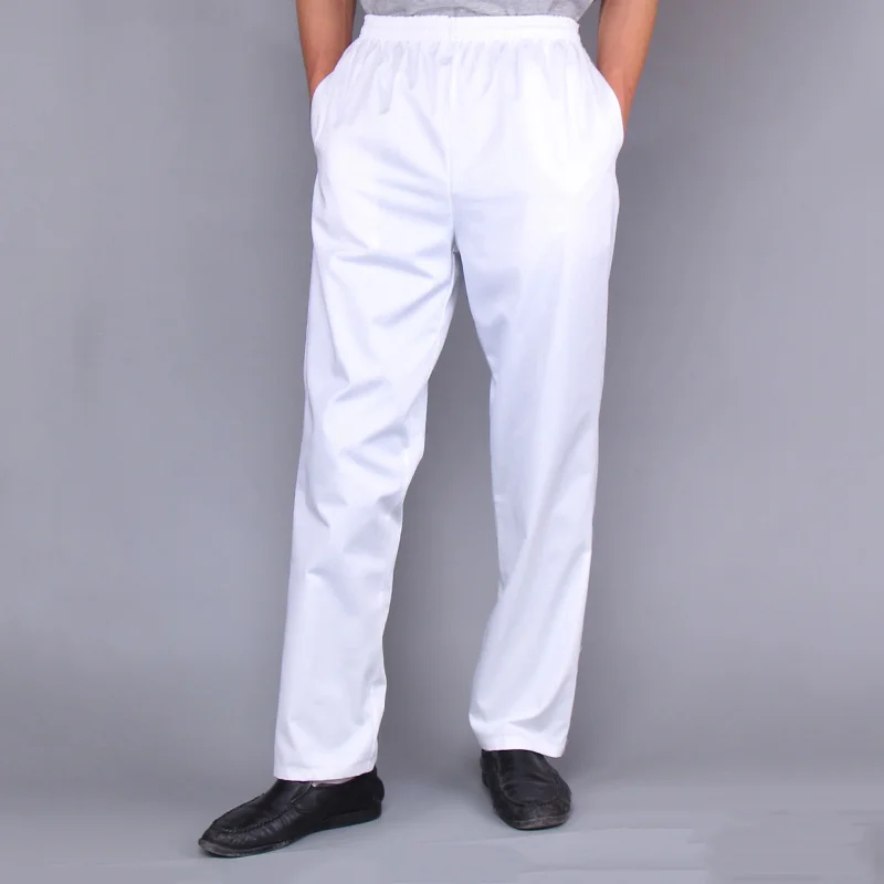 High Quality Chef Uniforms Kitchen Cooker Work Clothes White Pants Hotel Restaurant Bakery Catering Elastic Trousers Zebra Pants