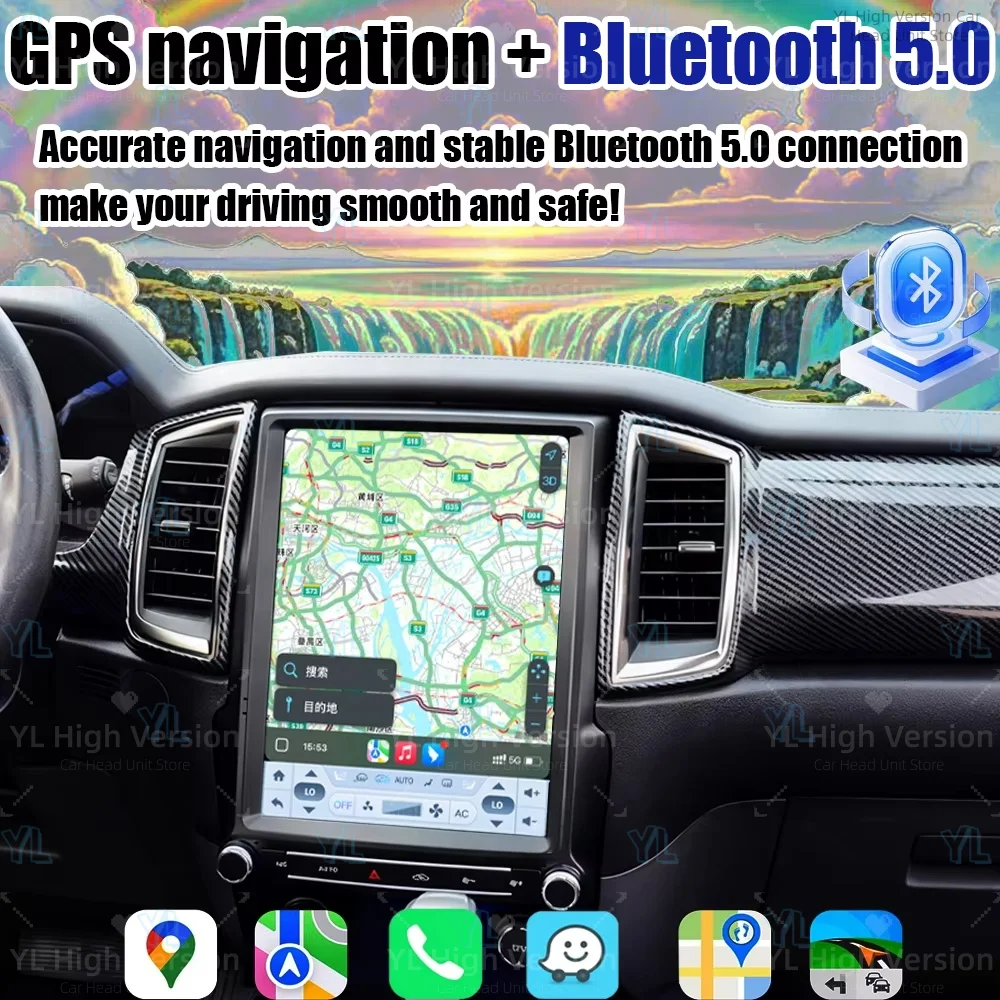 Touch Screen Car Radio For Ford Ranger Everest 2015 2016 2017 2018 2019 2020 2021 Android 14 GPS Unit BT 5.0 Media Player Audio