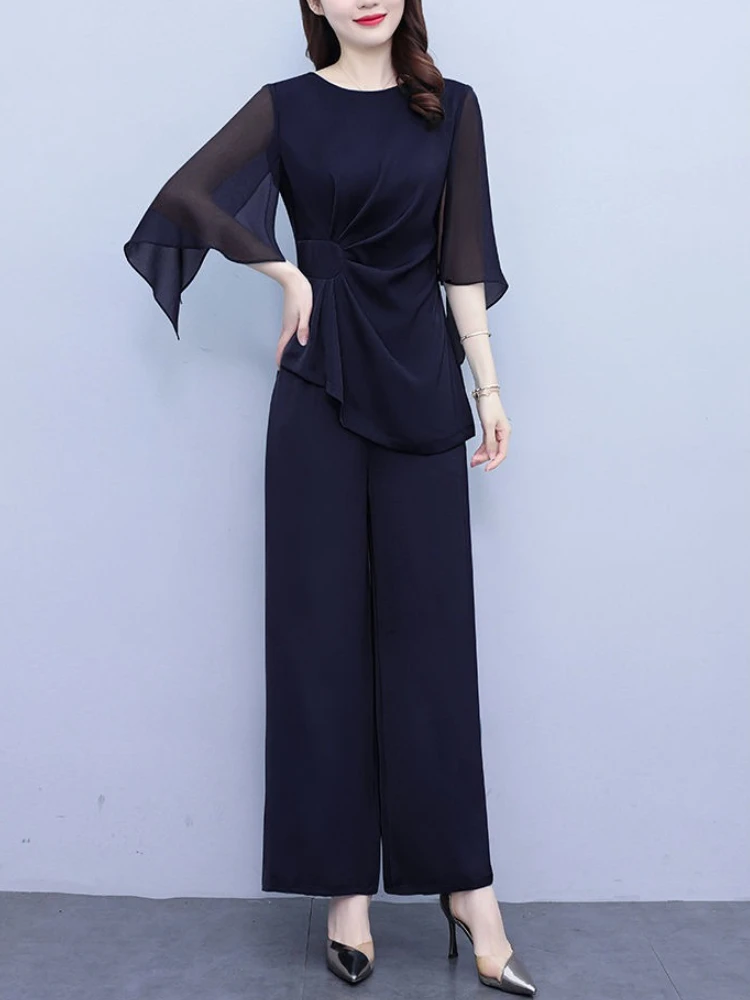 

Широкие брюки женские повседневные элегантные наряды новые в тон группы Tailor Y2k уличная одежда полные комплекты брюк для женщин из 2 предметов