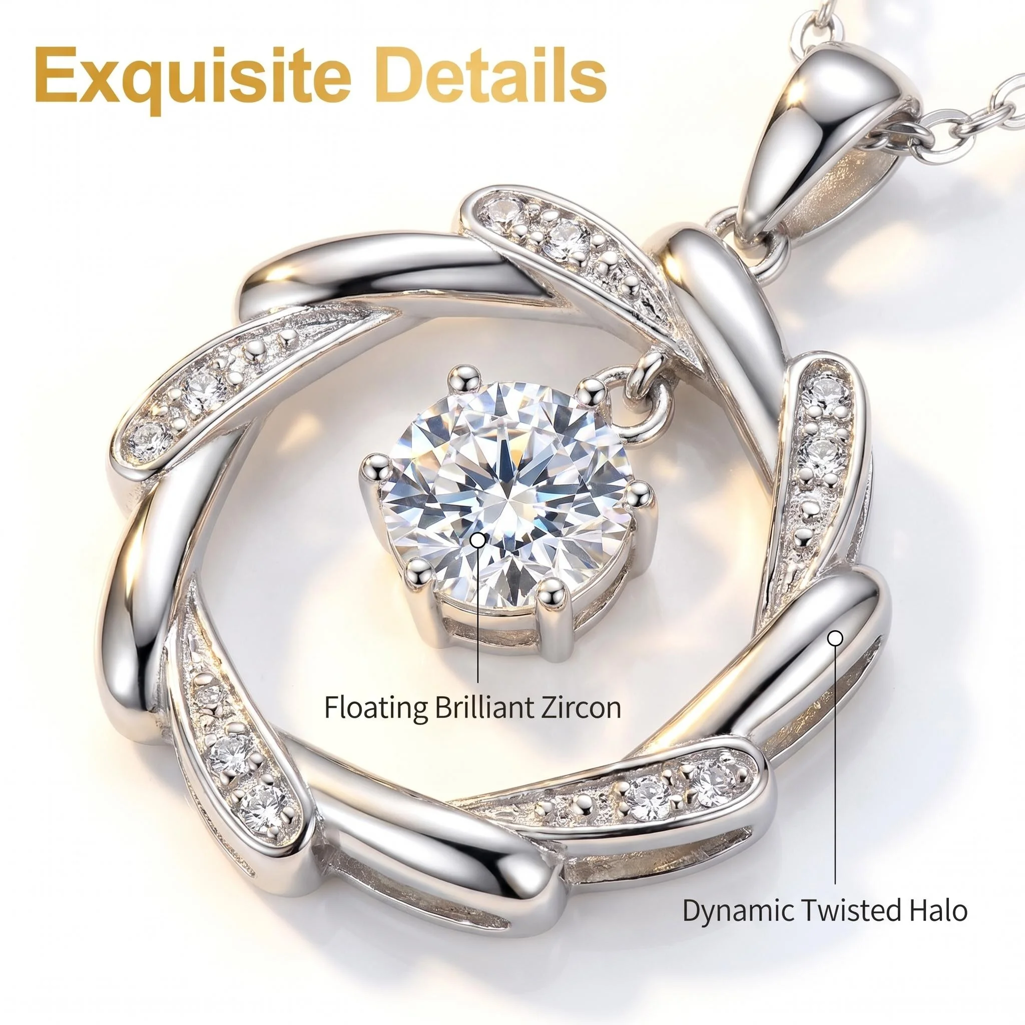 925 Silver Necklace Pendant Shining Zircon for Women Wedding Sterling Silver Jewelry Engagement Charm Party Gift royal