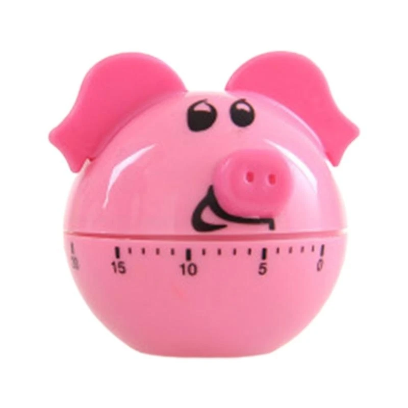 F19B Mechanical Kitchen Timer 60 Pig Timer for Time Management Reminder for Classroom, Home, Study, Cooking