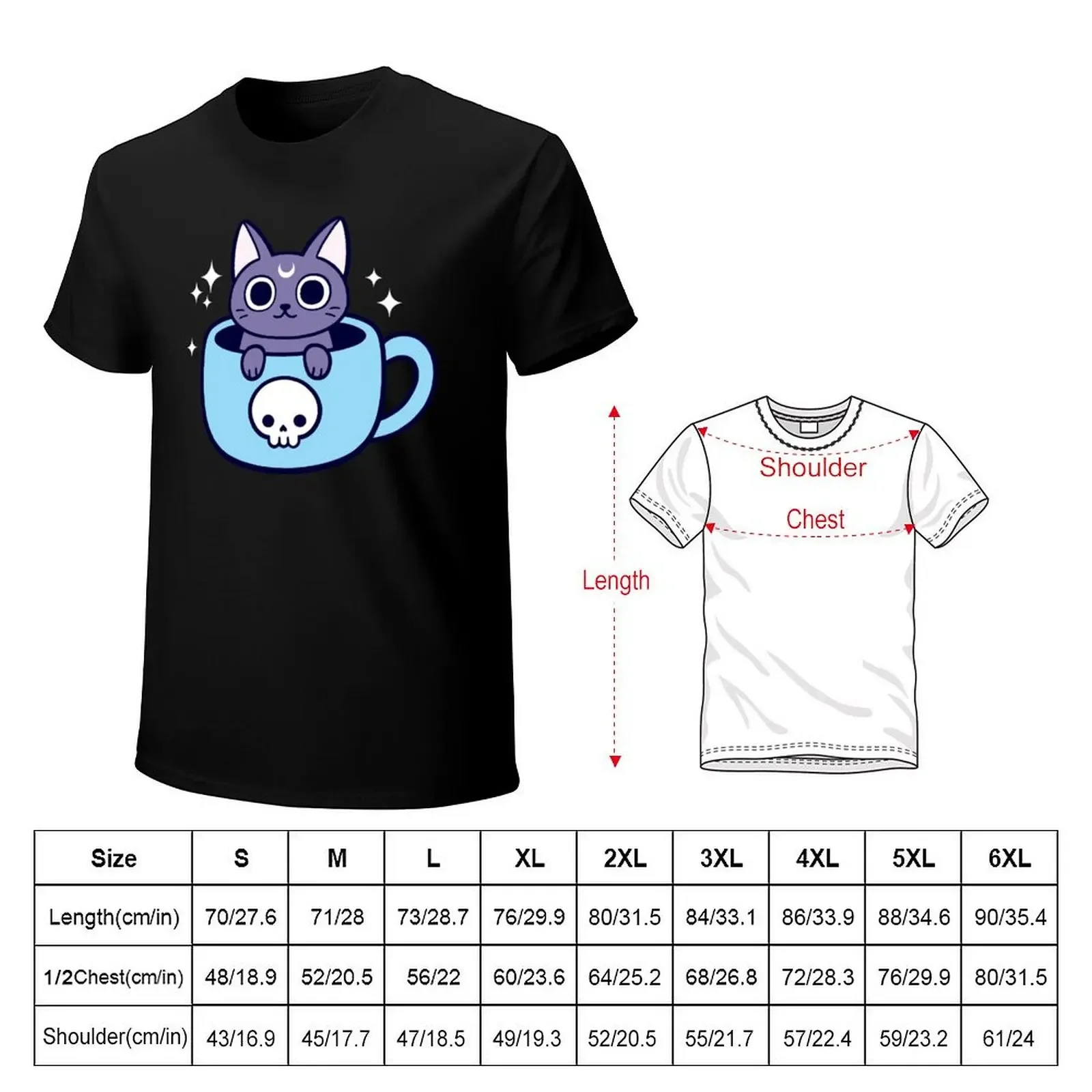 Black Magic Tea / Coffee Cat Nikury T-Shirt tops man t shirt custom shirt Men's cotton t-shirt