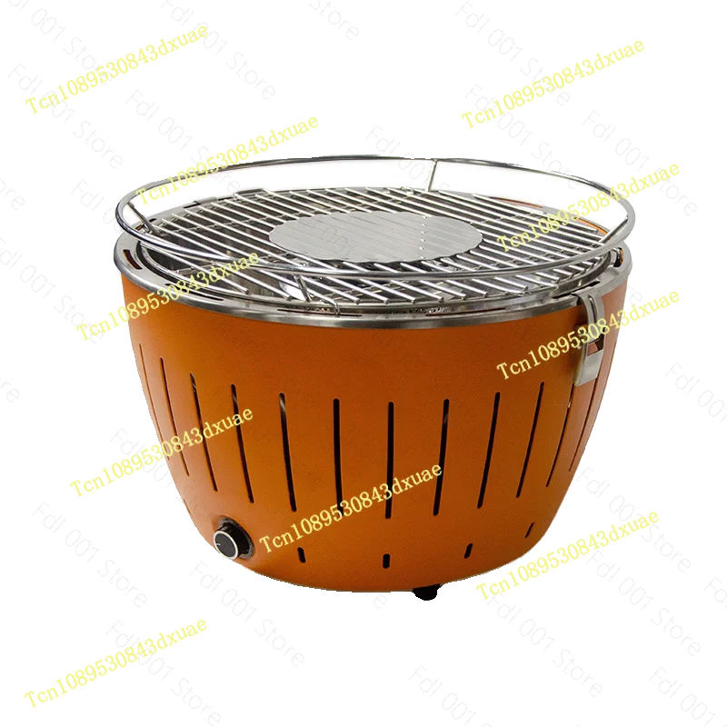 Portable BBQ Charcoal Grill Household Lotus Grill with Internal Fan Smokeless and Anti-scalding Grill
