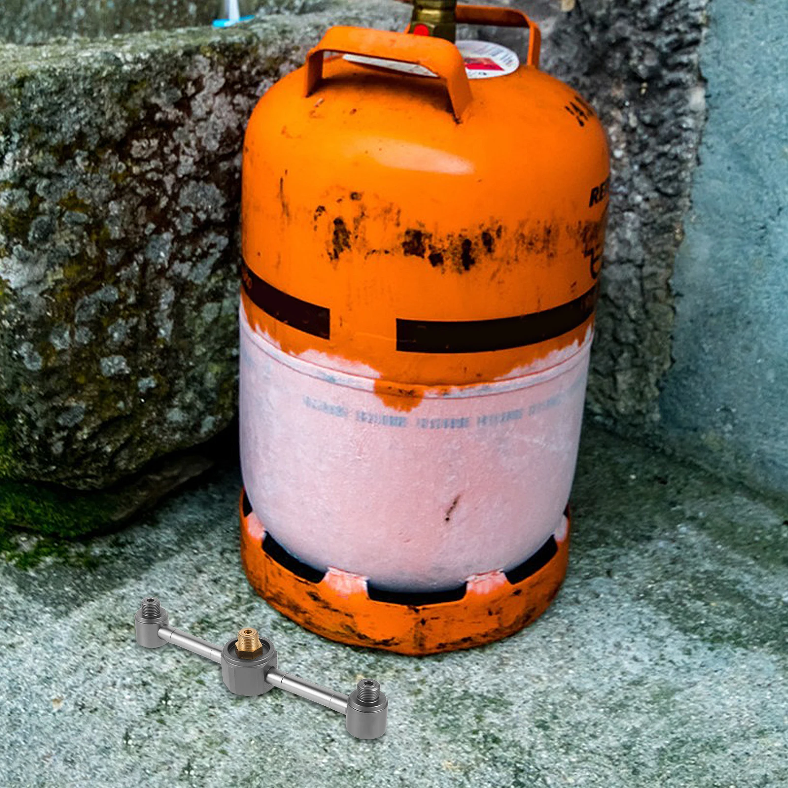 

1pc Gas Tank Adapter Aluminum Alloy Dual Burner Connector Camping Accessories Fuel Level Monitor Gas Bottle Splitter for Grills