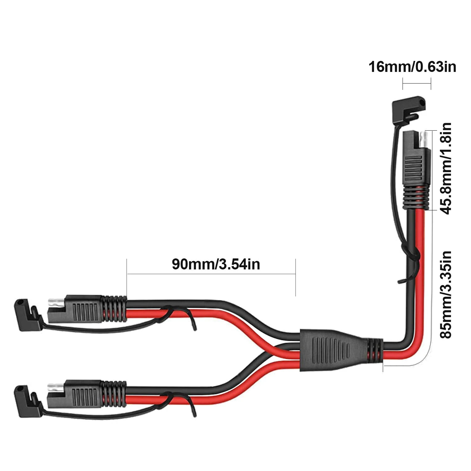 1PC Y-Shape 1 to 2 SAE Extension Cable 10AWG, 1FT/30CM Dual SAE Splitter Wire Cord