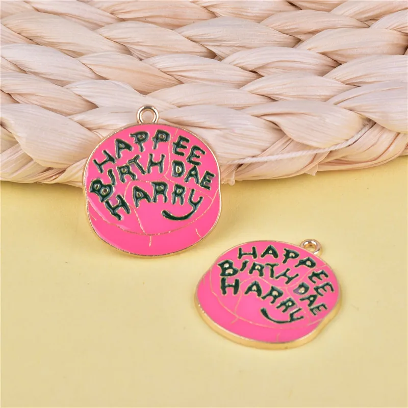 10pcs/pack Letter Happy Birthday Word  Metal Charms Cute Earring Bracelet DIY Pendant for Jewelry Making 26*29mm