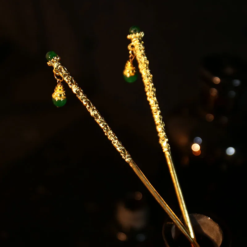 Bride's new Chinese style headdress Xiuhe dress dragon and phoenix gown green phoenix hairpin dress dragon and phoenix gown cheo