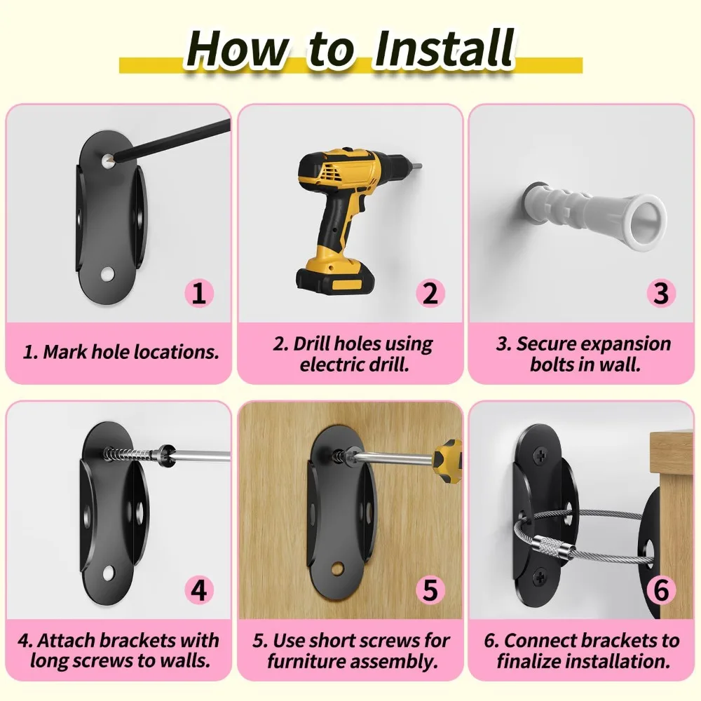Metal Furniture Anti-falling Fixator Furniture Anchor Anti Tip Cabinet Fixer Protection Anti-falling Buckle Adjustable