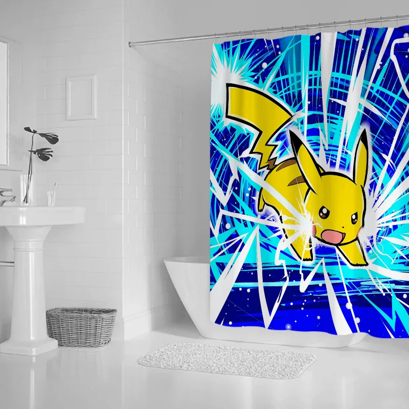 Waterproof Shower Curtain for Bathroom Accessories P-pokemones Curtains in the Bathroom Bath Bedrooms Home Fabric Shade Opaque