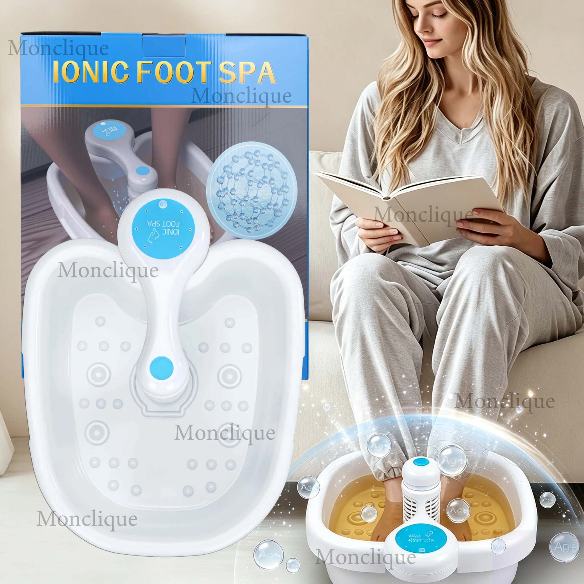Electric Ion Detoxification Foot Bath Machine With Basin Bath Massage Deep Tissue Clean Vibration Array Relax Feet Anti-fatigue