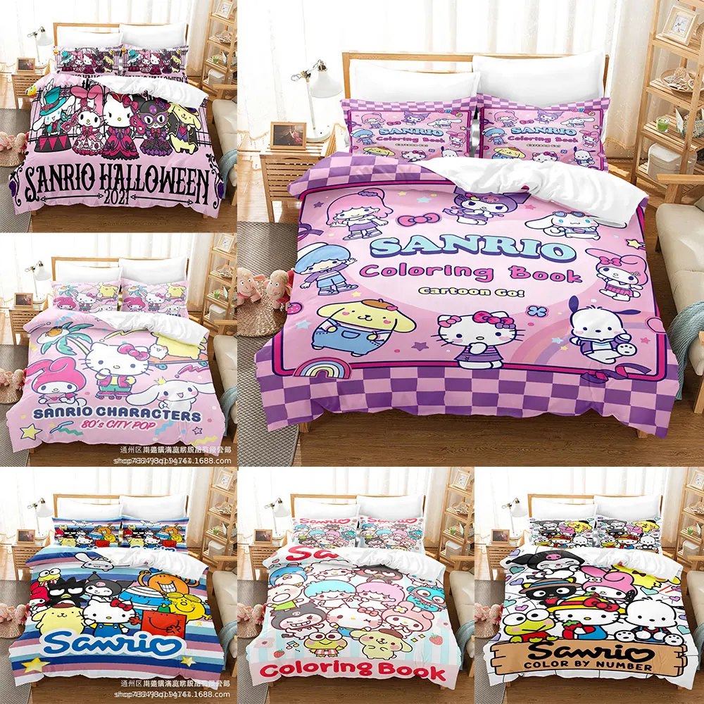 

Sanrio My Melody Kuromi Cinnamoroll Bedding Sets Comforter Quilt Bed Cover Duvet Cover Pillow Case 2-3 Pieces Sets Kawaii Decor