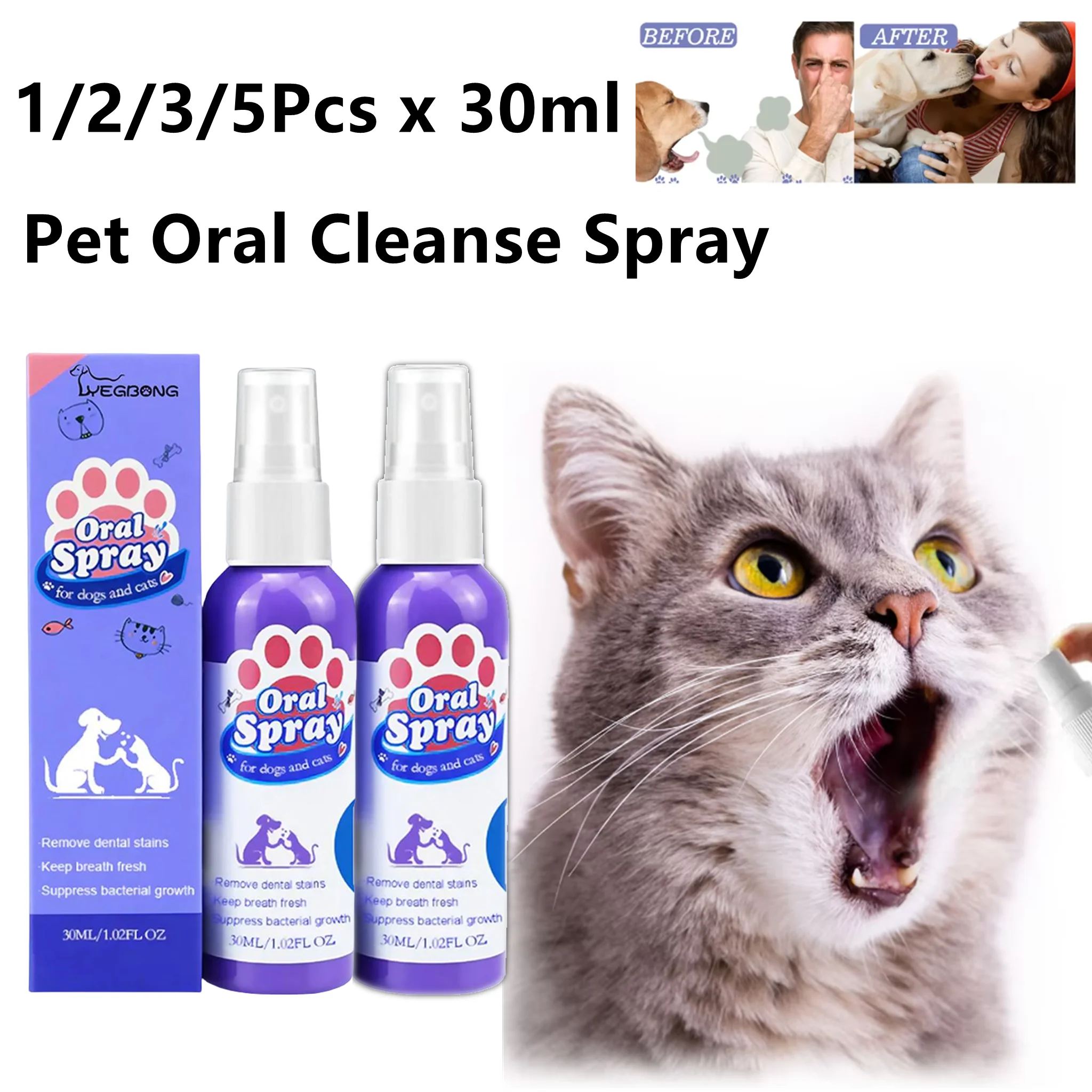 Pet Oral Cleaning Spray Mouth Fresh Whitening Teeth Deodorant Prevent Calculus Dental Plaque Removal Dogs Teeth Cleanse Spray