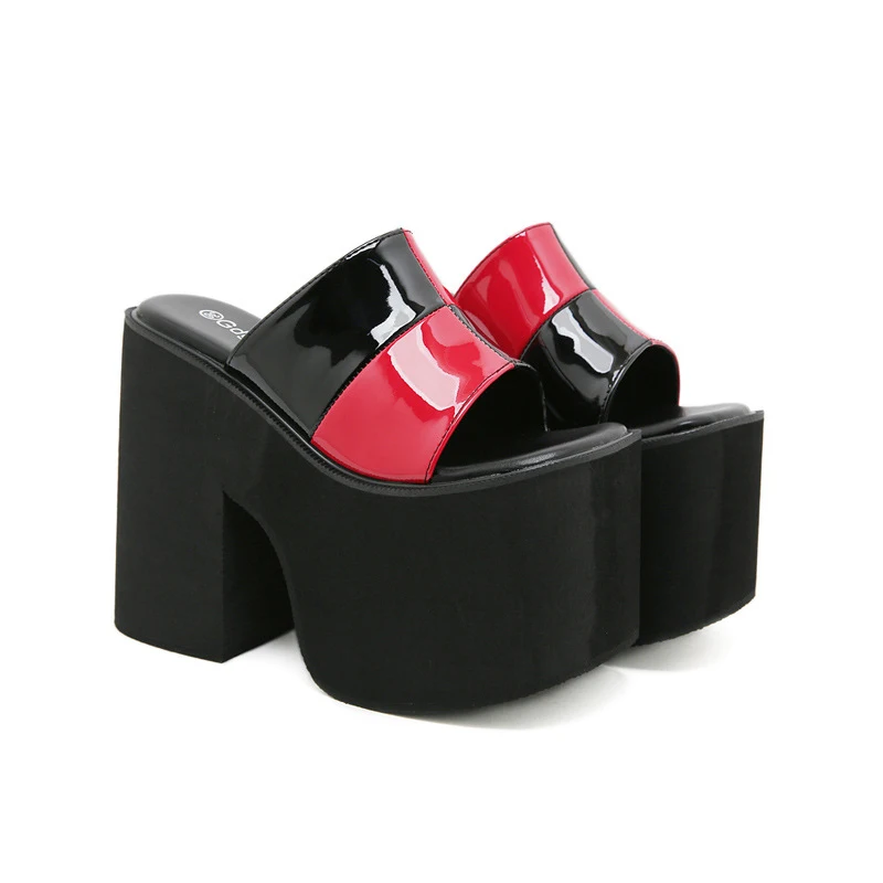 

Разноцветные женские летние сандалии на очень высоком каблуке и платформе, с толстой подошвой, в уличном стиле, с открытым носком, слипоны-мюли