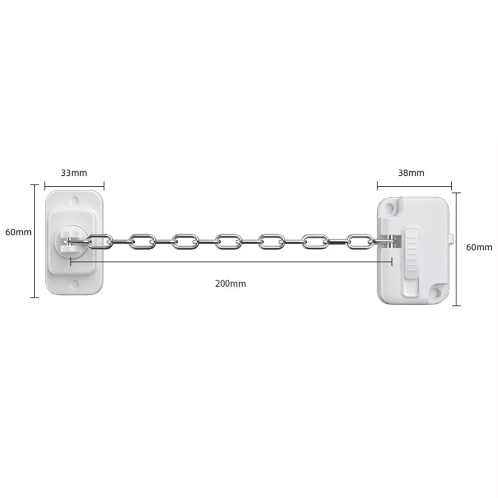 Auto-adesivo Fechadura de Segurança com Corrente, Criança Lock, Janela e Porta Locks, Fivela Frigorífico, Baby Lock, Wear, 2PCs