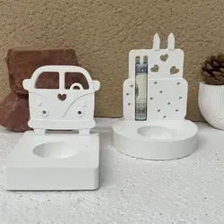 School Bus Car Bus Candlestick Silicone Mold DIY Handmade Tea Light Candlestick Holder Plaster Mold Home Decor Gifts