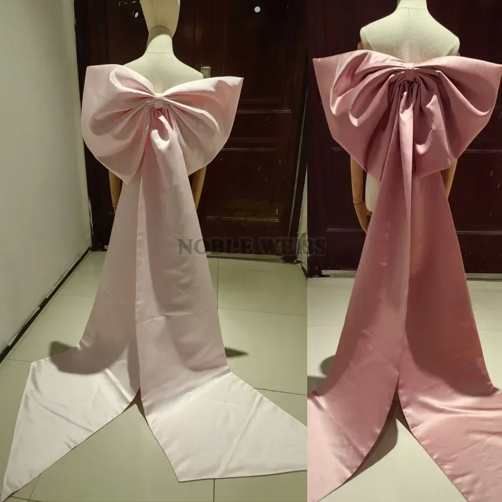 

Seperate Satin Big Bow Wedding Dress Knots Removeable Prom Party Dresses Knots Long Drag Customized wedding dress belt bridal No