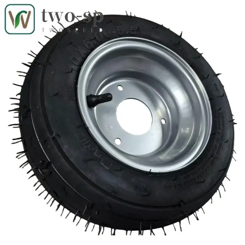 

Supply 10x6.00-5.5 vacuum tires with 3 mounting holes, iron white steel rim hub assembly
