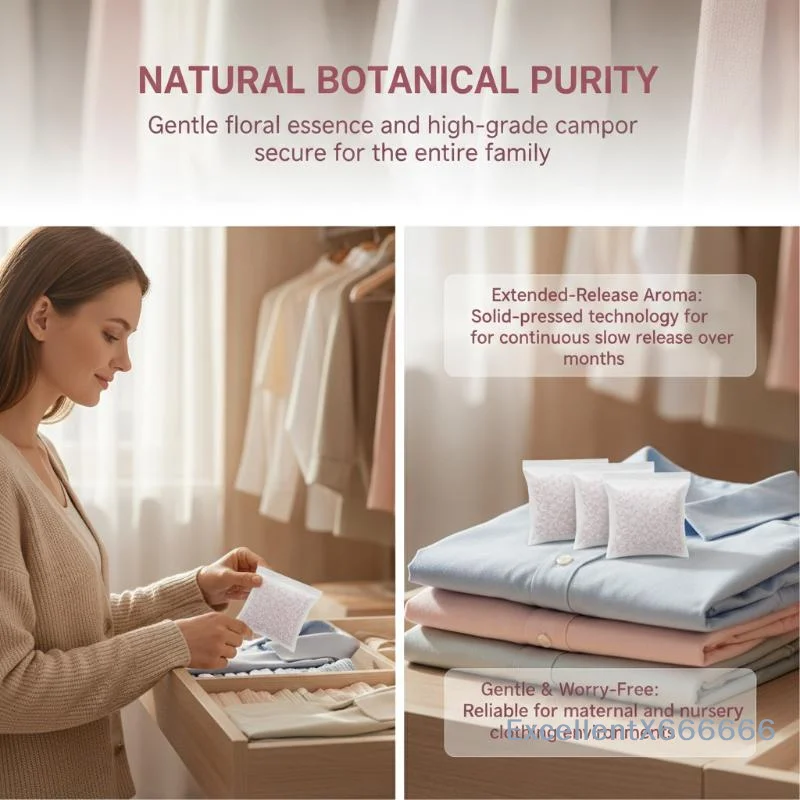 Wardrobe Fragrance Sachets 48PCS Rose Scent Moth Proof Anti-Mold Repellent for Bedroom Closet Drawer Storage Box Use