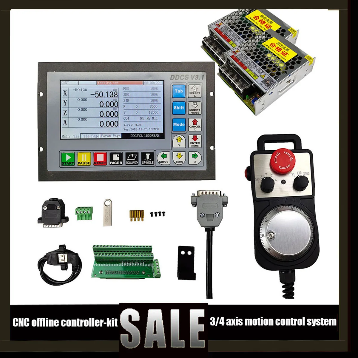 Cnc Offline Controller Ddcsv3.13/4 Axis Motion Control System 500khzg Code 4-axis Emergency Stop Electronic Handwheel 75w24vdc