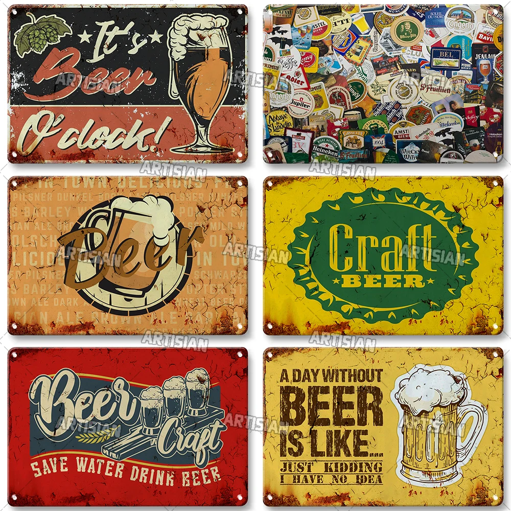 ARTISIAN Vintage Beer Metal Tin Sign Decorative Plate Retro Metal Signs Cafe Metal Plaque Home Man Cave Wall Decoration Signs