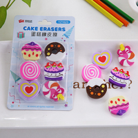 6pcs/lot Kawaii Cake Donut Pencil Rubber Eraser Student Prizes Gift Solid Color Soft Eraser School Supply